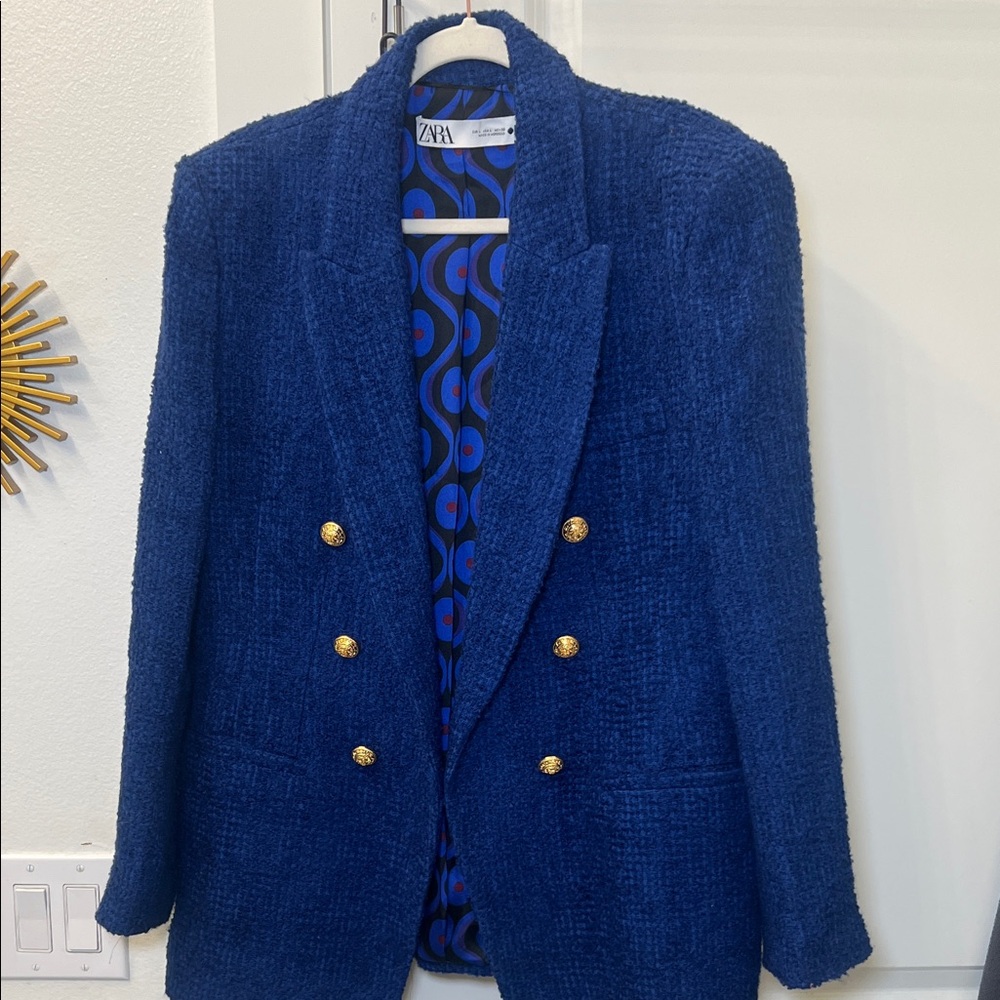 Zara Royal Blue Blazer with Gold Accents